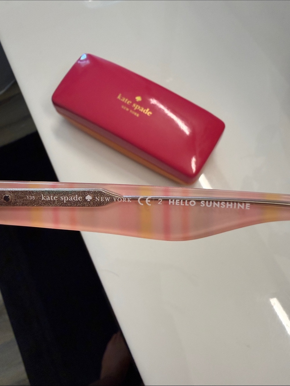 kate spade Striped Cat-Eye Sunglasses in Pink, Yellow & Cream - Picture 4 of 5